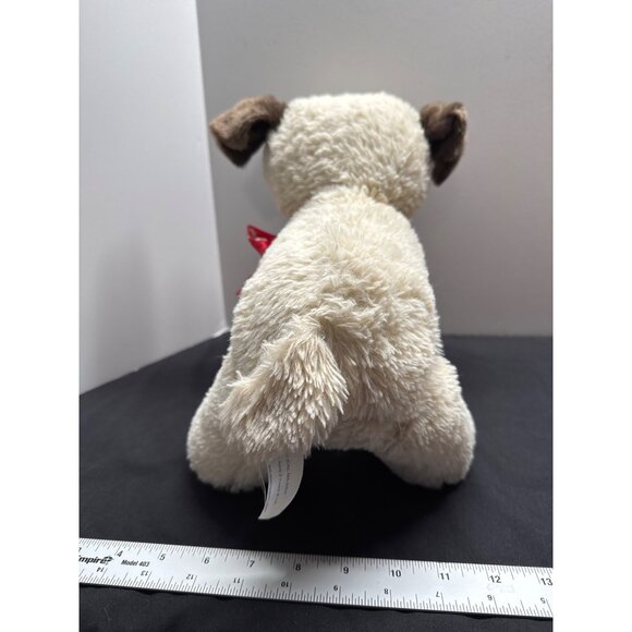 Puppy Luv Plush Pug Dog Stuffed Animal Toy 12" Beige/Brown With Heart Bow Walmar - Picture 5 of 9